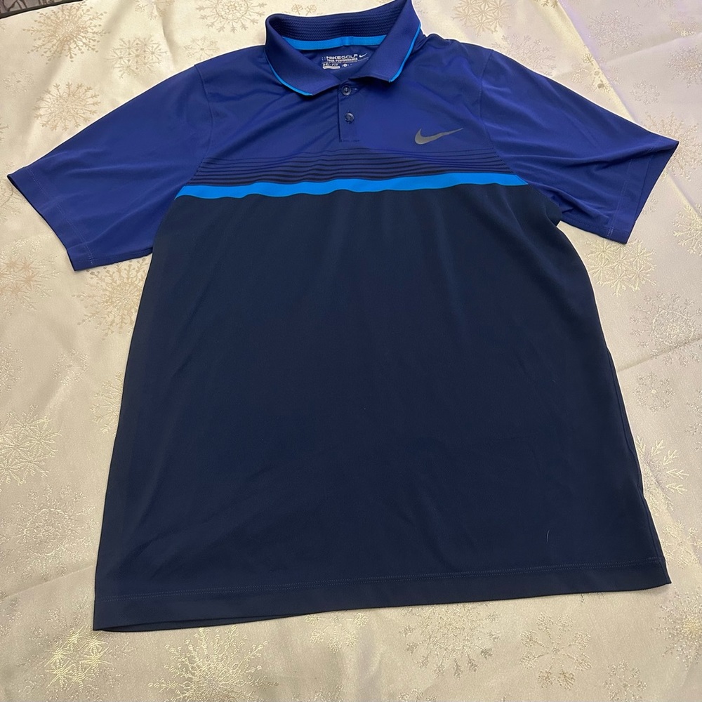 Nike Golf Tour Performance Mens blue color-block short sleeve polo. Medium